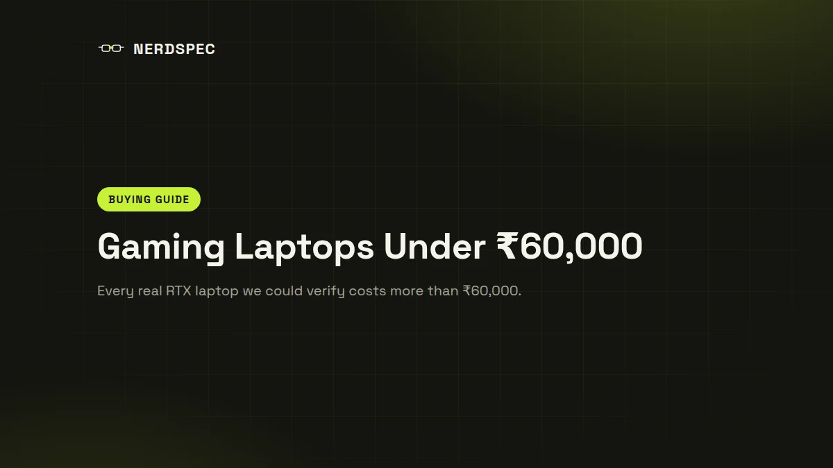 Three budget gaming laptops on a desk, representing options under and around ₹60,000 in India